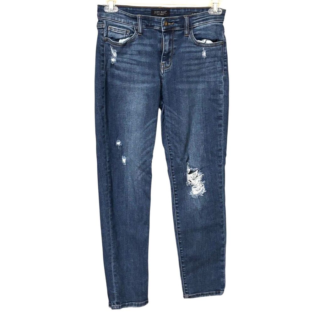 Judy Blue Slim Fit Distressed Jeans Size 7/28 Medium Wash Stretch Denim